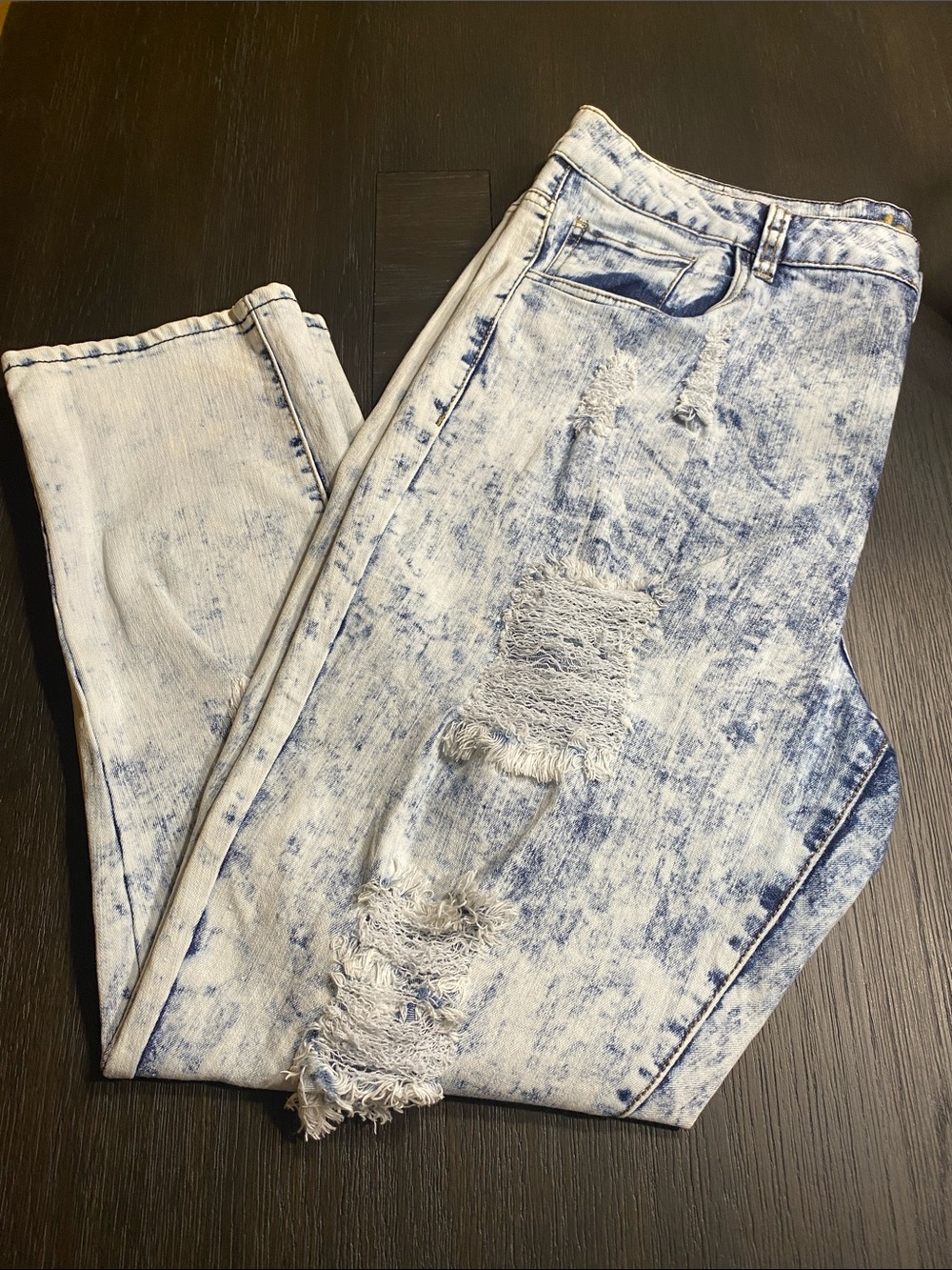 Dollhouse Acid Wash Light Blue Distressed Jeans